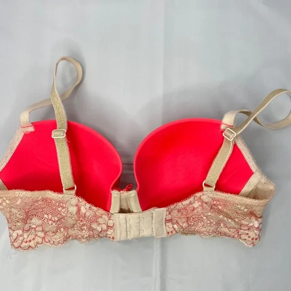 Victoria Secret Padded Lace Demi Bra 34D Underwire Dream Angels Pink Beige - Picture 5 of 7